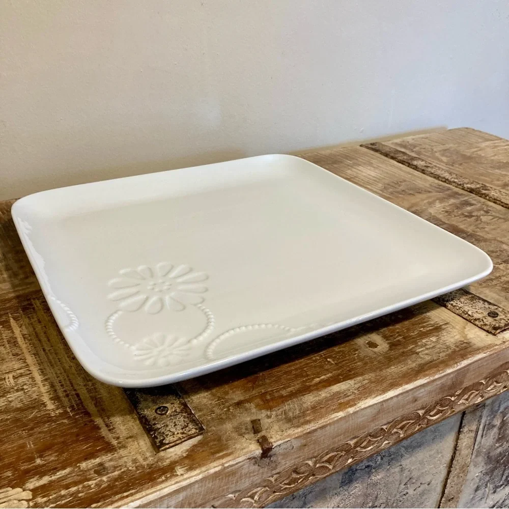 Princess House White Porcelain Serving Platter Marissa Square Oven Safe Tray